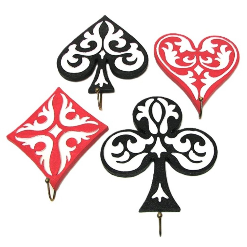 Card Game Suits Wall Hooks Spade Heart Diamond and Club 14225